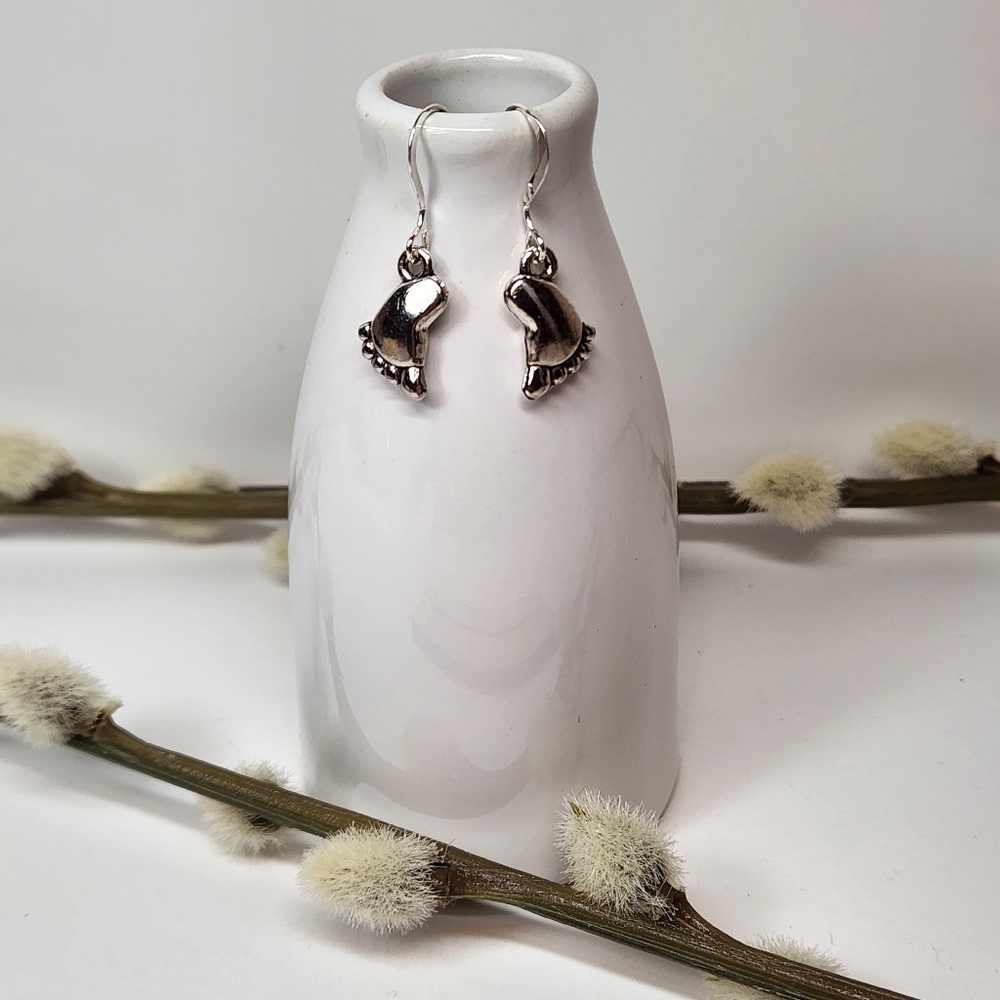 Baby foot earrings on sterling silver earwires